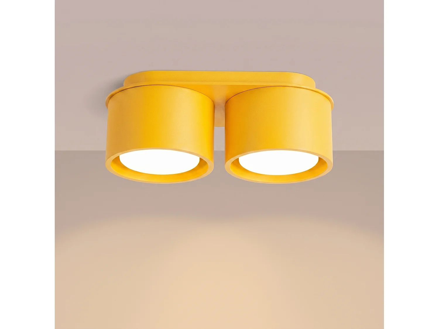 Plafonnier minimaliste en aluminium - 2 sources lumineuses - L.21 x H.8 cm - jaune