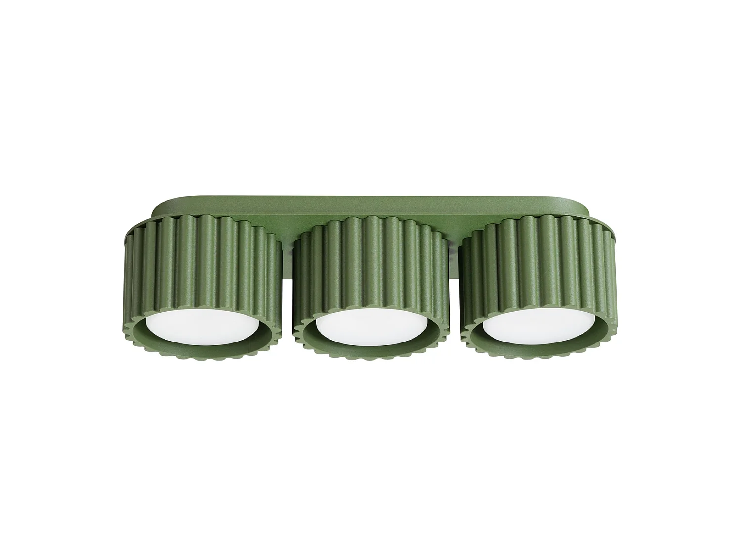 Plafonnier minimaliste en aluminium - 3 sources lumineuses - L.32,5 x H.8 cm - vert olive