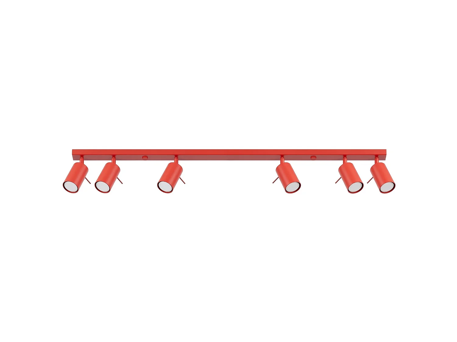 Plafonnier moderne en acier - 6 sources lumineuses - L.118 x H.16 cm - rouge