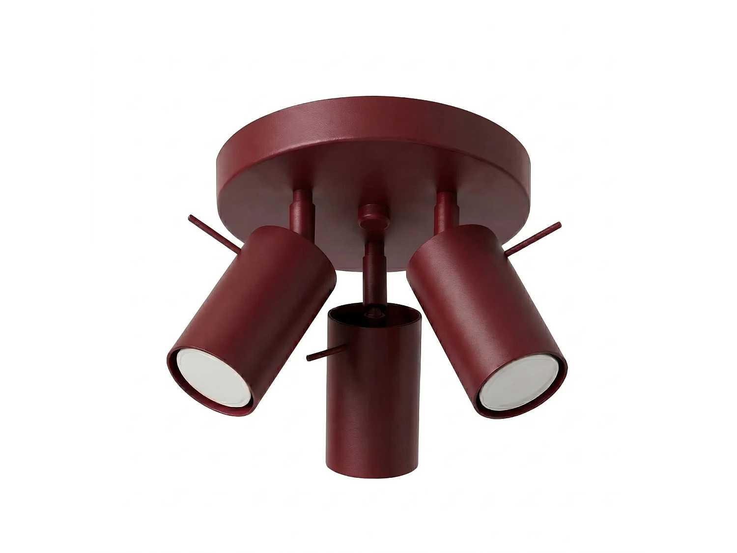 Plafonnier moderne en acier - 3 sources lumineuses - L.25,7 x H.14,5 cm - bordeaux