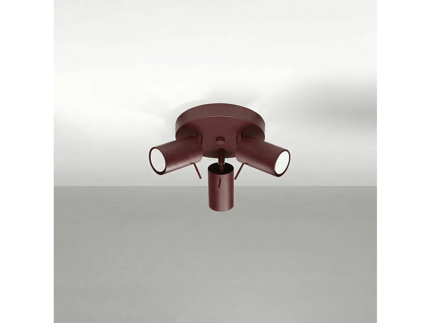 Plafonnier moderne en acier - 3 sources lumineuses - L.25,7 x H.14,5 cm - bordeaux