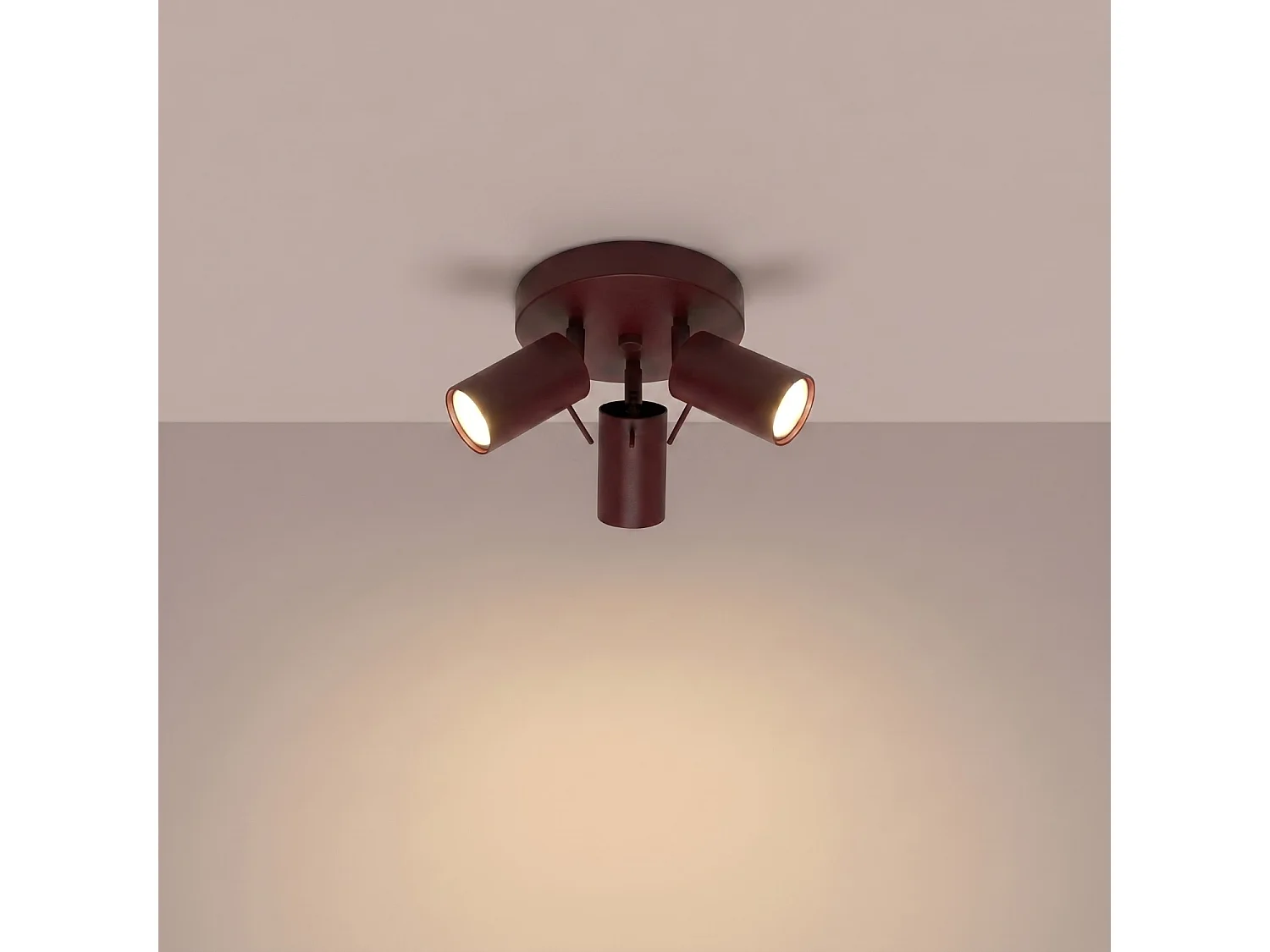 Plafonnier moderne en acier - 3 sources lumineuses - L.25,7 x H.14,5 cm - bordeaux