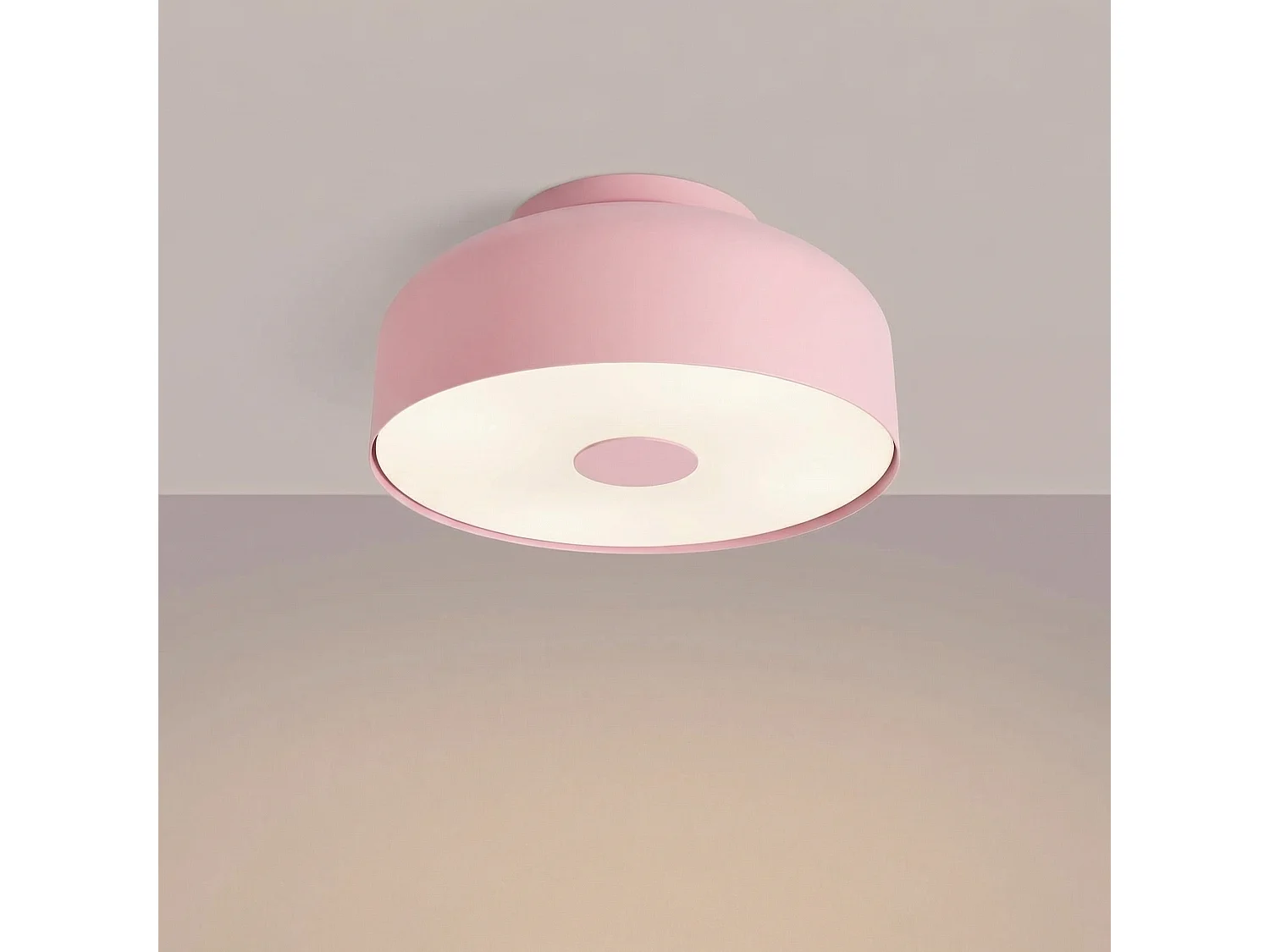 Plafonnier moderne en acier/PVC - 4 sources lumineuses - L.30 x H.15 cm - rose