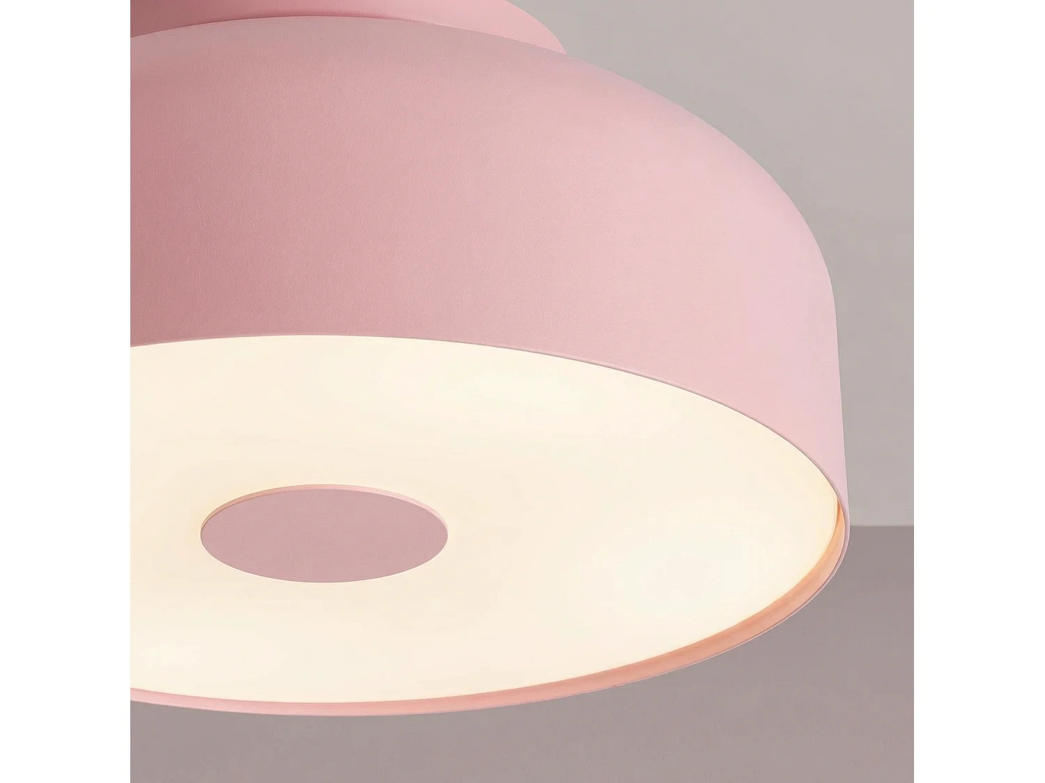 Plafonnier moderne en acier/PVC - 4 sources lumineuses - L.30 x H.15 cm - rose