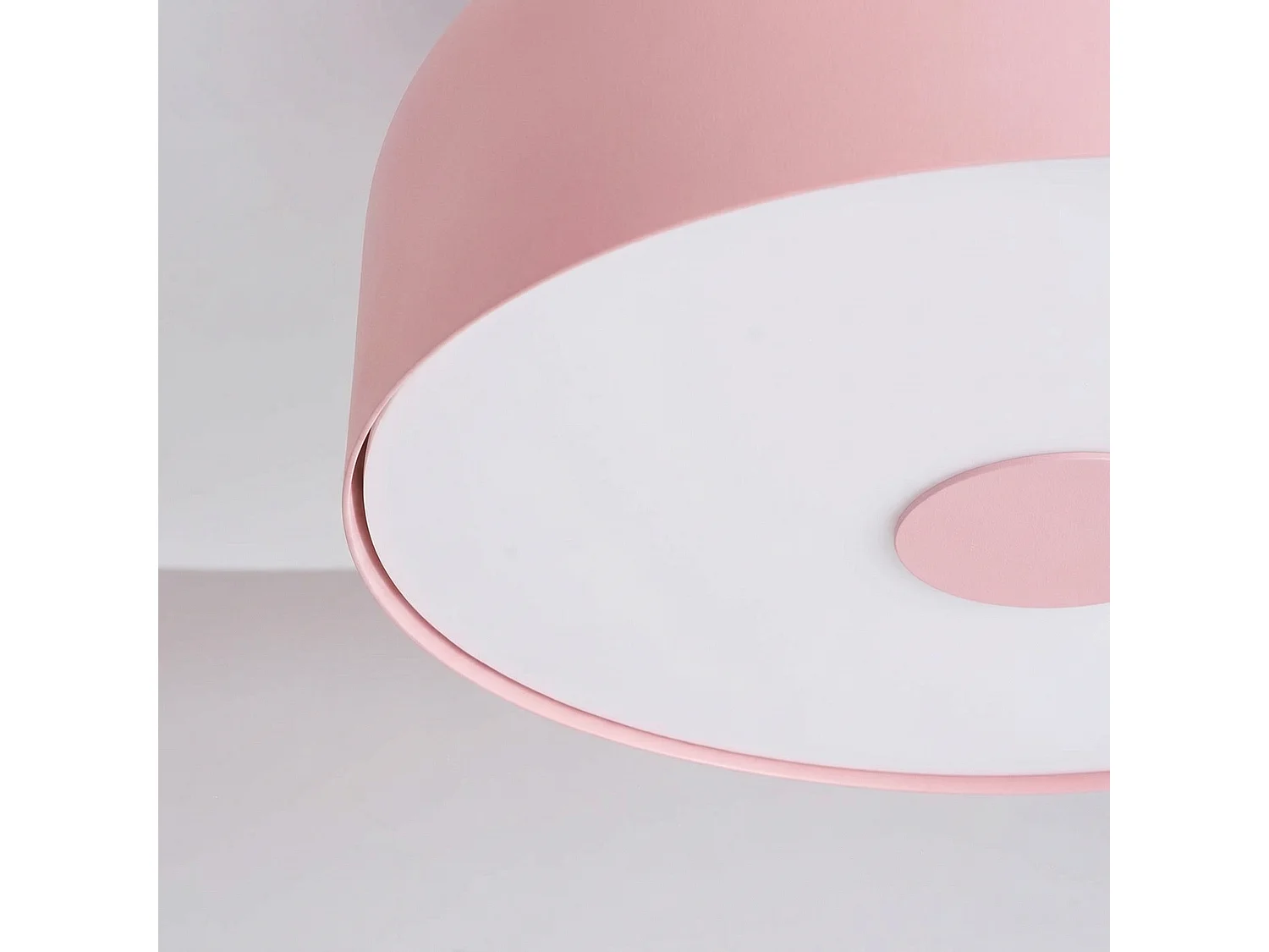 Plafonnier moderne en acier/PVC - 4 sources lumineuses - L.30 x H.15 cm - rose