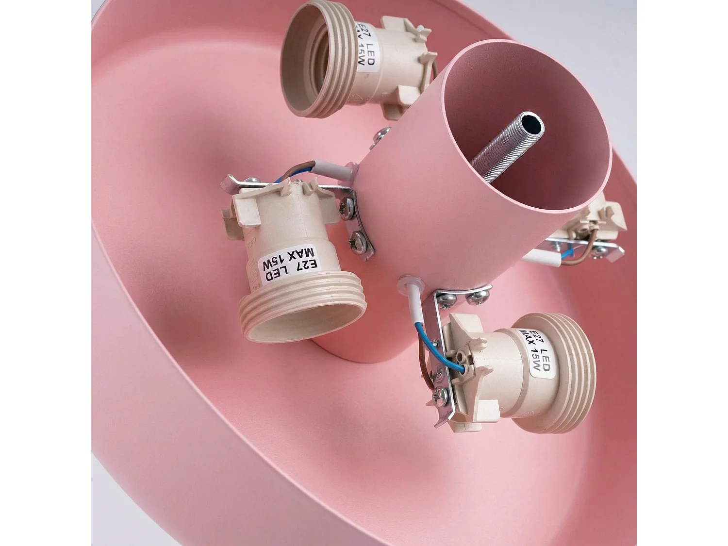Plafonnier moderne en acier/PVC - 4 sources lumineuses - L.30 x H.15 cm - rose