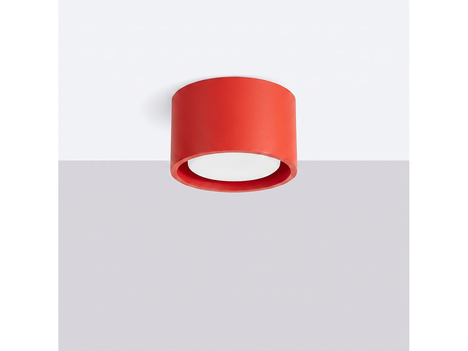 Plafons MODO minimalista, alumínio - 1 lichtbronnen - L.10 x H.6 cm - vermelho