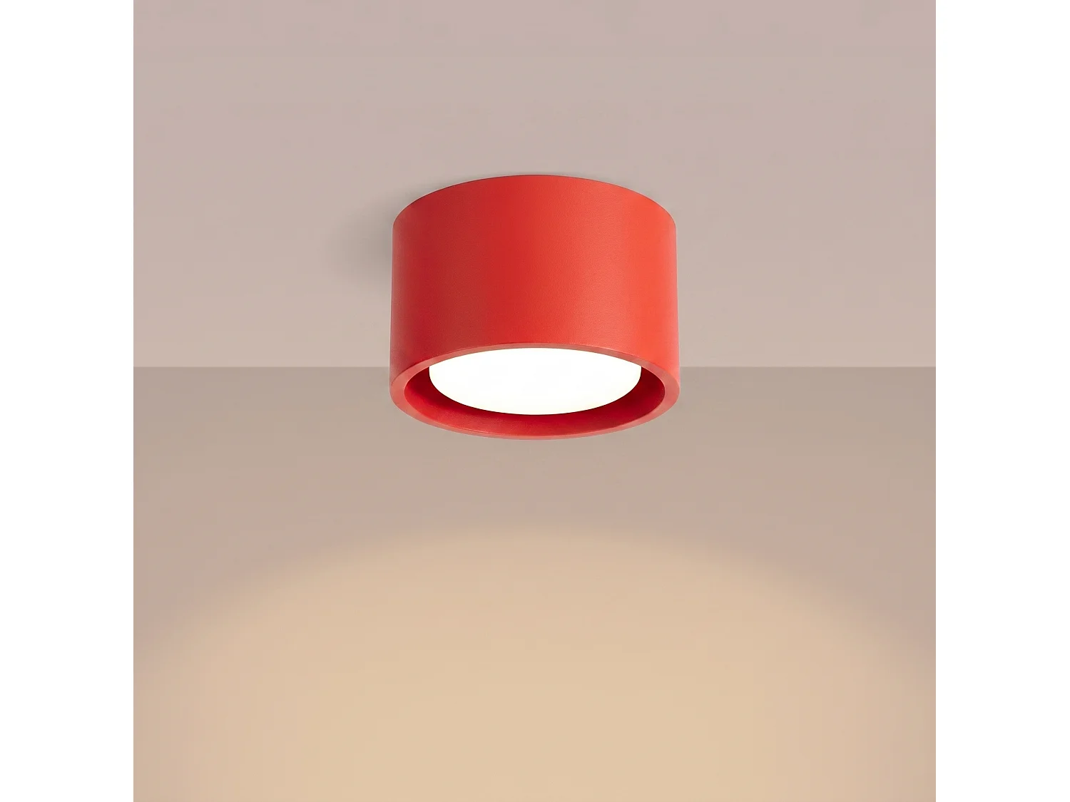 Plafons MODO minimalista, alumínio - 1 lichtbronnen - L.10 x H.6 cm - vermelho