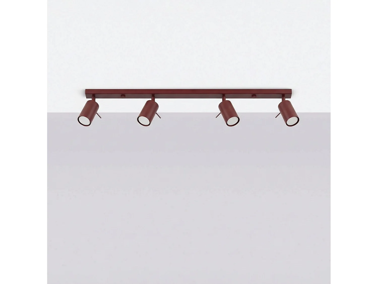 Plafonnier moderne en acier - 4 sources lumineuses - L.80 x H.16 cm - bordeaux