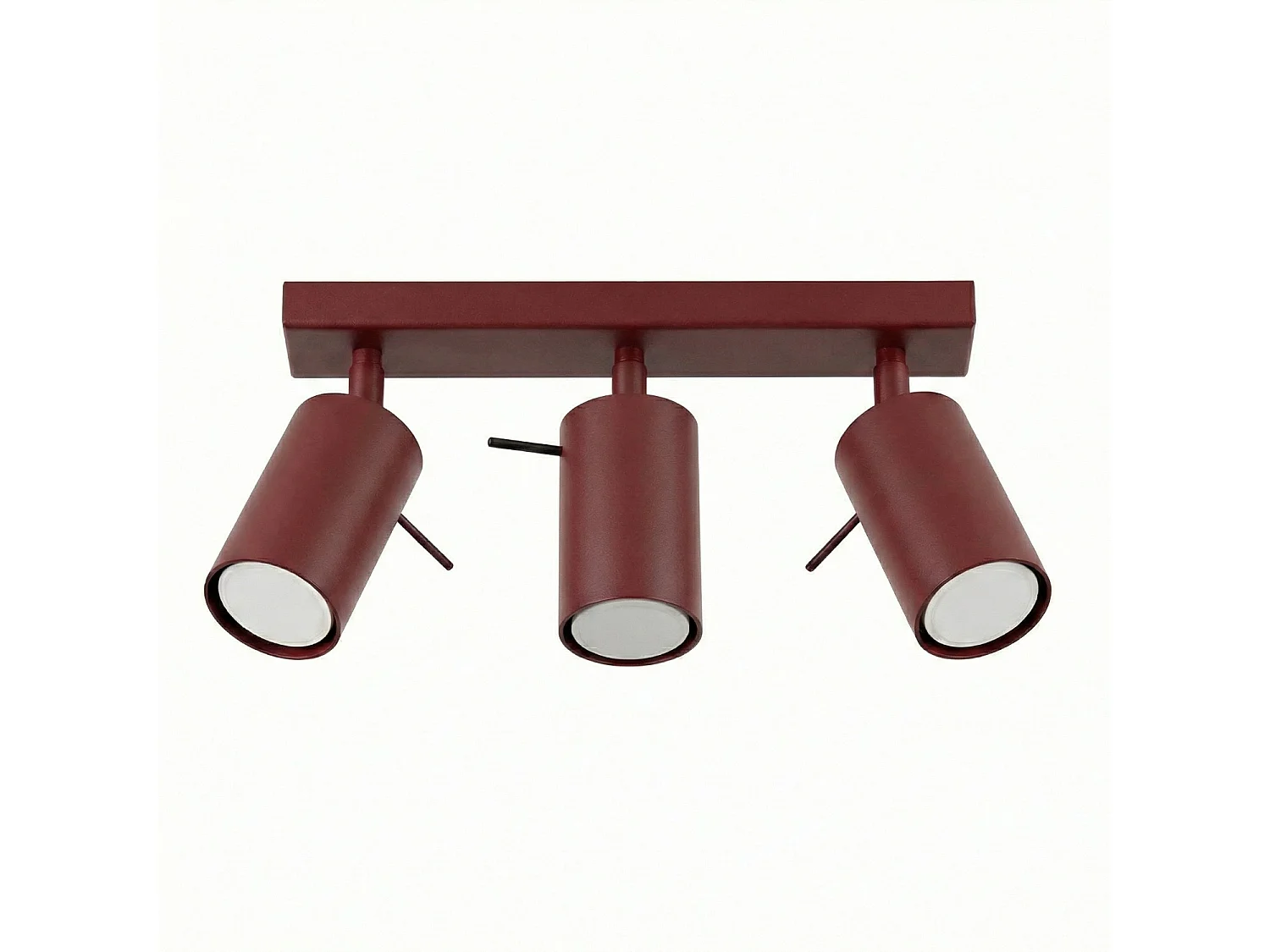 Plafonnier moderne en acier - 3 sources lumineuses - L.45 x H.16 cm - bordeaux