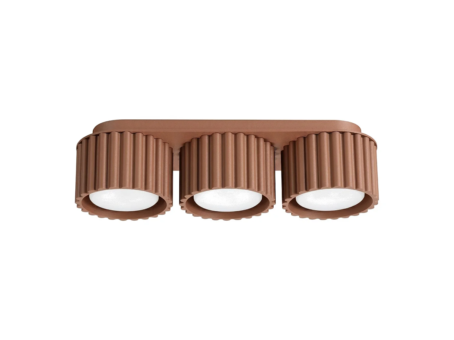 Plafonnier minimaliste en aluminium - 3 sources lumineuses - L.32,5 x H.8 cm - mocca