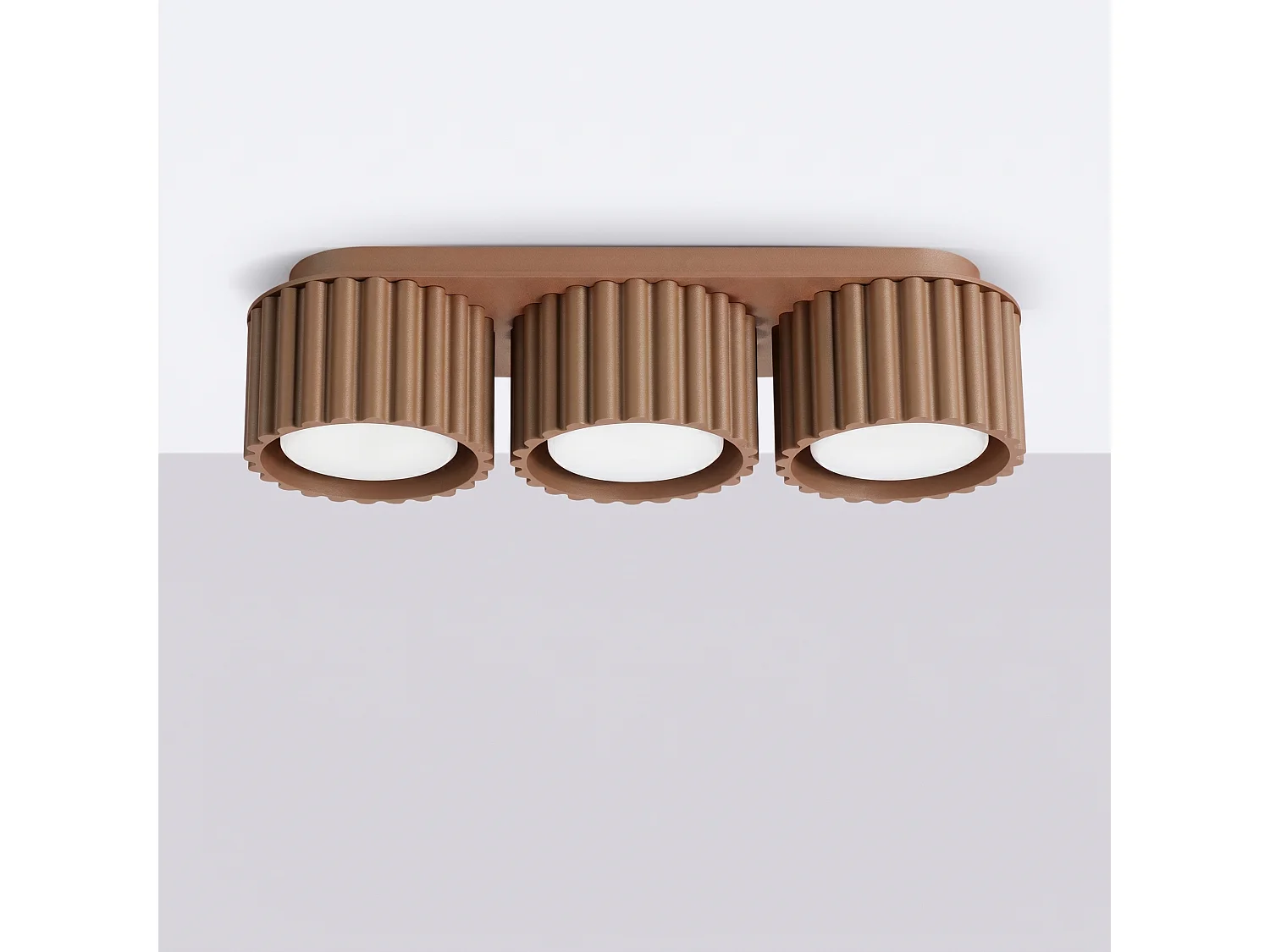 Plafonnier minimaliste en aluminium - 3 sources lumineuses - L.32,5 x H.8 cm - mocca