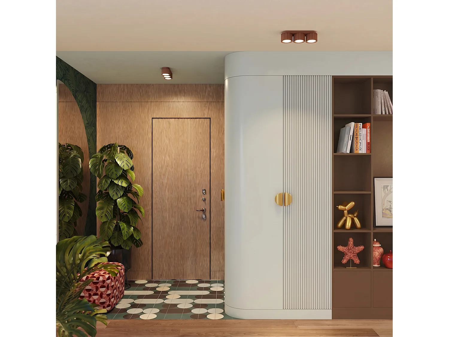 Plafonnier minimaliste en aluminium - 3 sources lumineuses - L.32,5 x H.8 cm - mocca