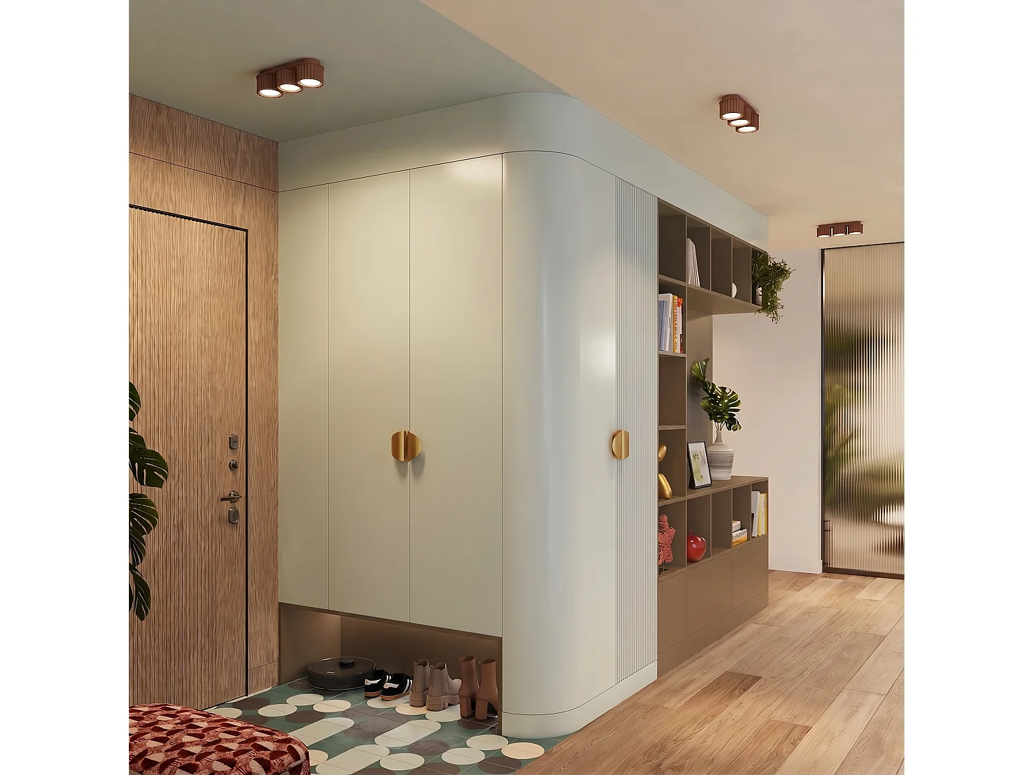 Plafonnier minimaliste en aluminium - 3 sources lumineuses - L.32,5 x H.8 cm - mocca