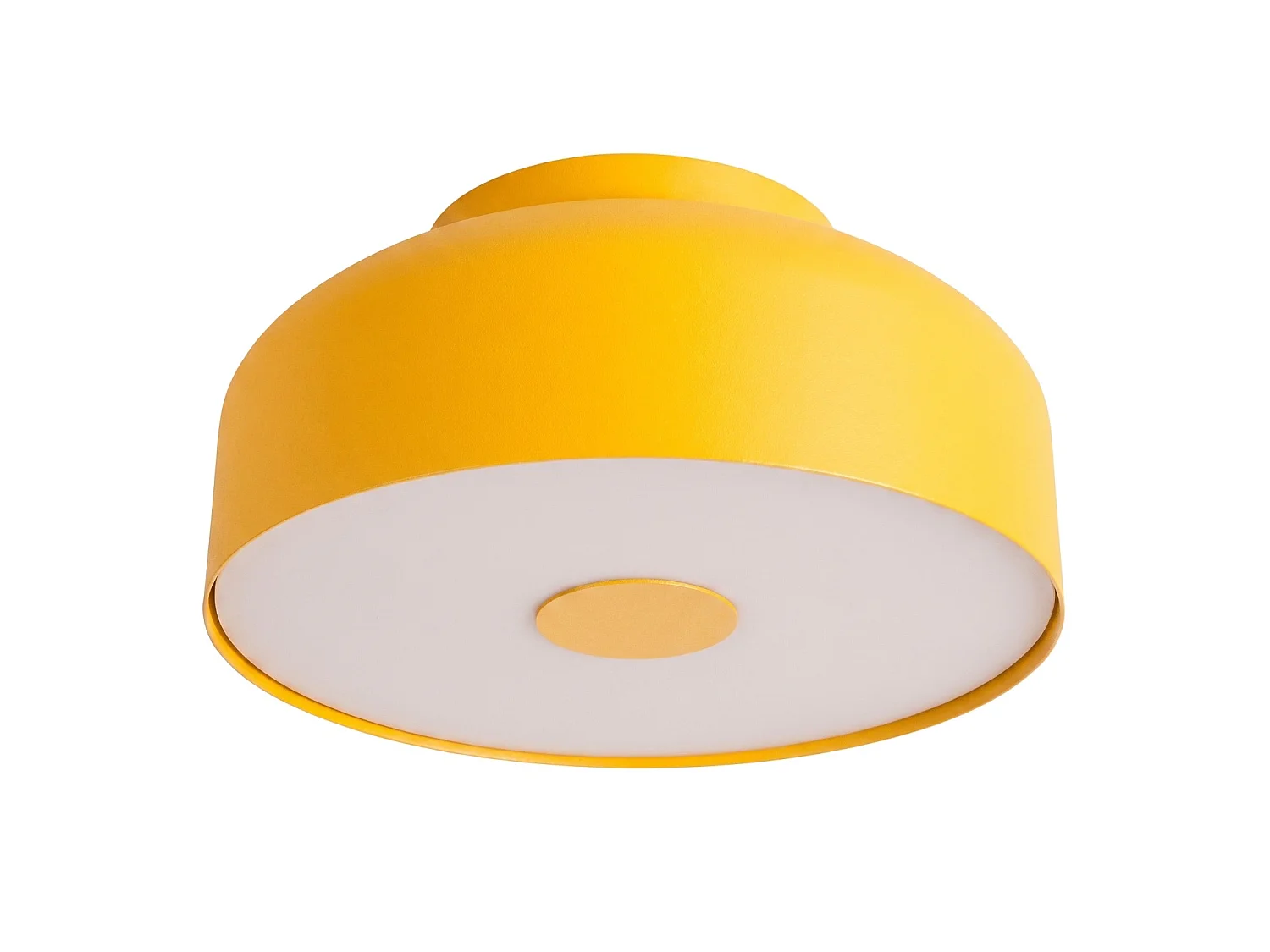 Plafonnier moderne en acier/PVC - 4 sources lumineuses - L.30 x H.15 cm - jaune