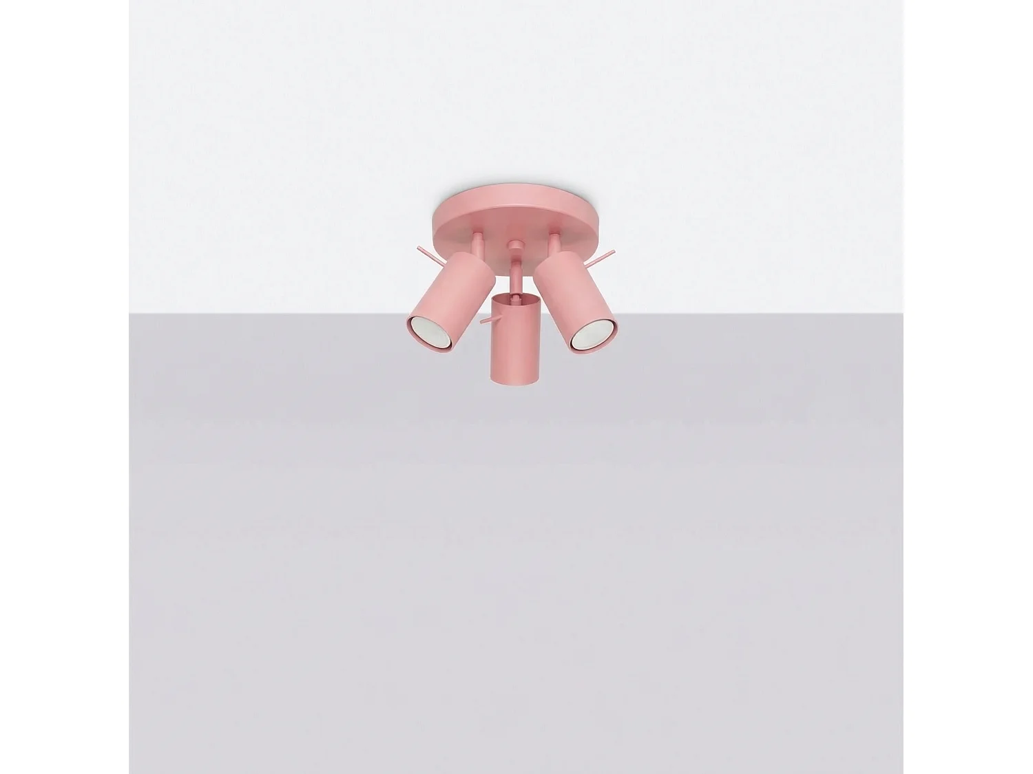 Plafonnier moderne en acier - 3 sources lumineuses - L.25,7 x H.14,5 cm - rose