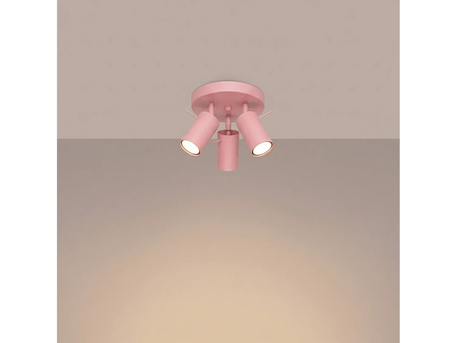 Plafonnier moderne en acier - 3 sources lumineuses - L.25,7 x H.14,5 cm - rose