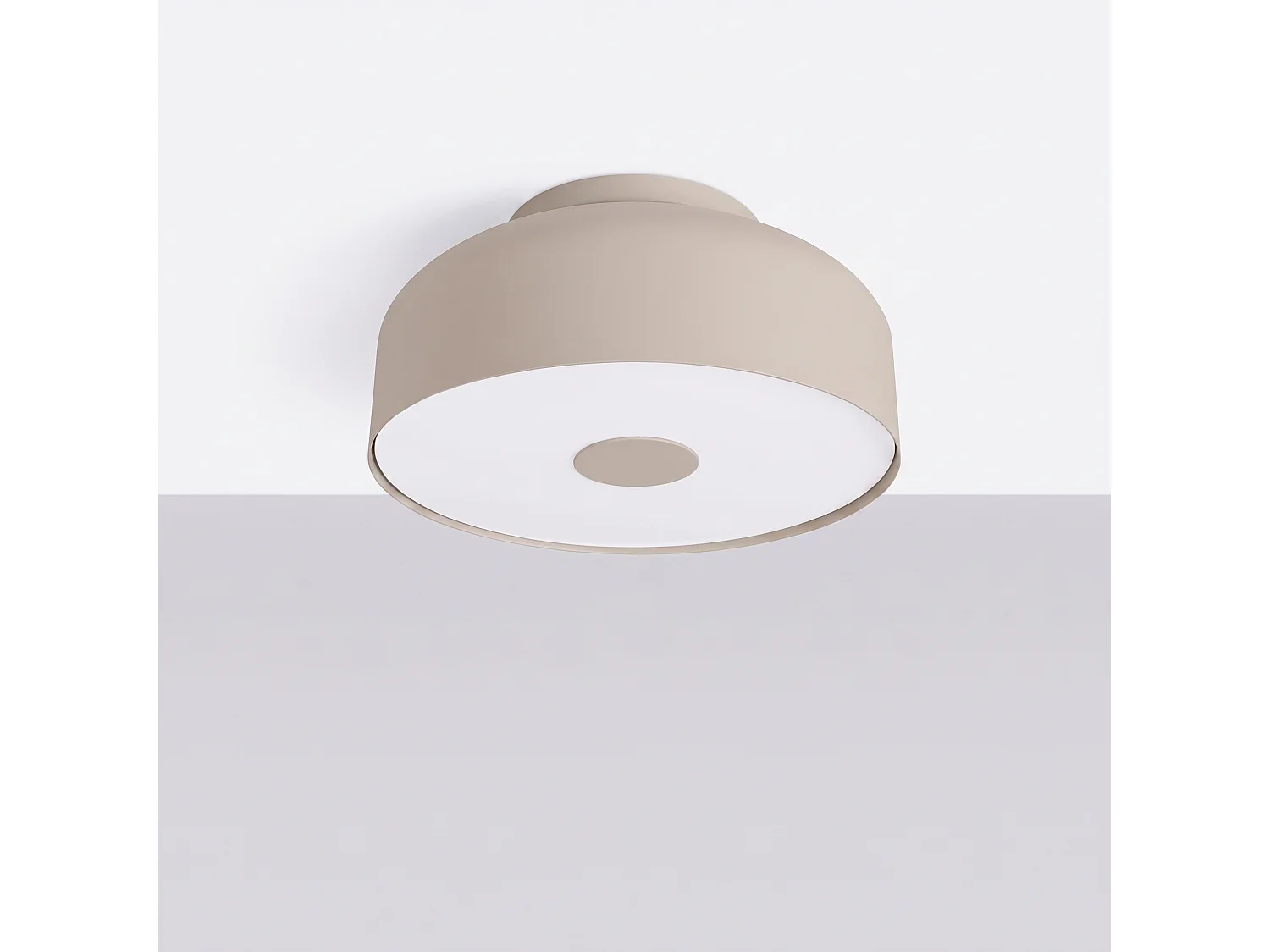 Plafonnier moderne en acier/PVC - 4 sources lumineuses - L.30 x H.15 cm - taupe