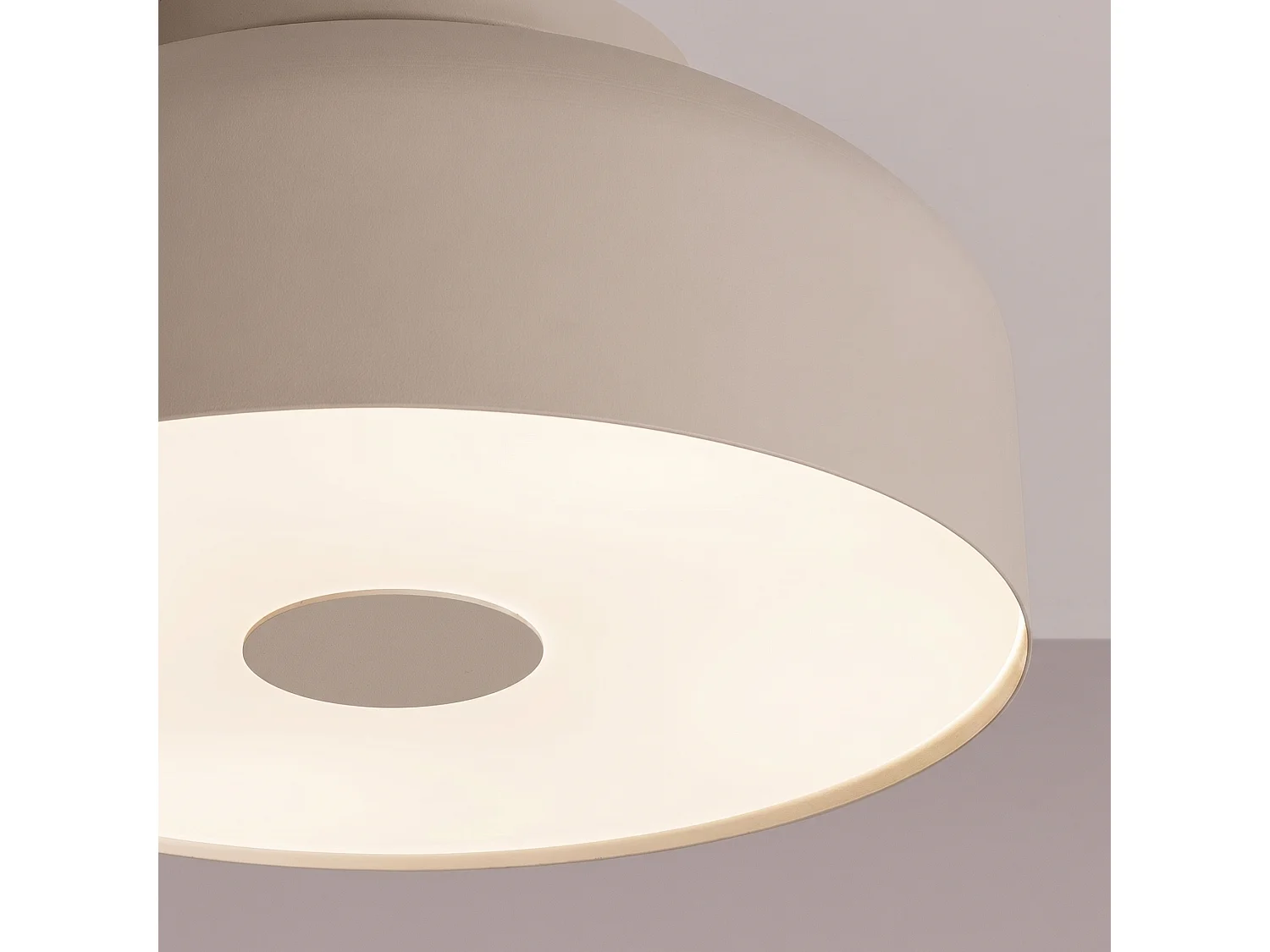 Plafonnier moderne en acier/PVC - 4 sources lumineuses - L.30 x H.15 cm - taupe
