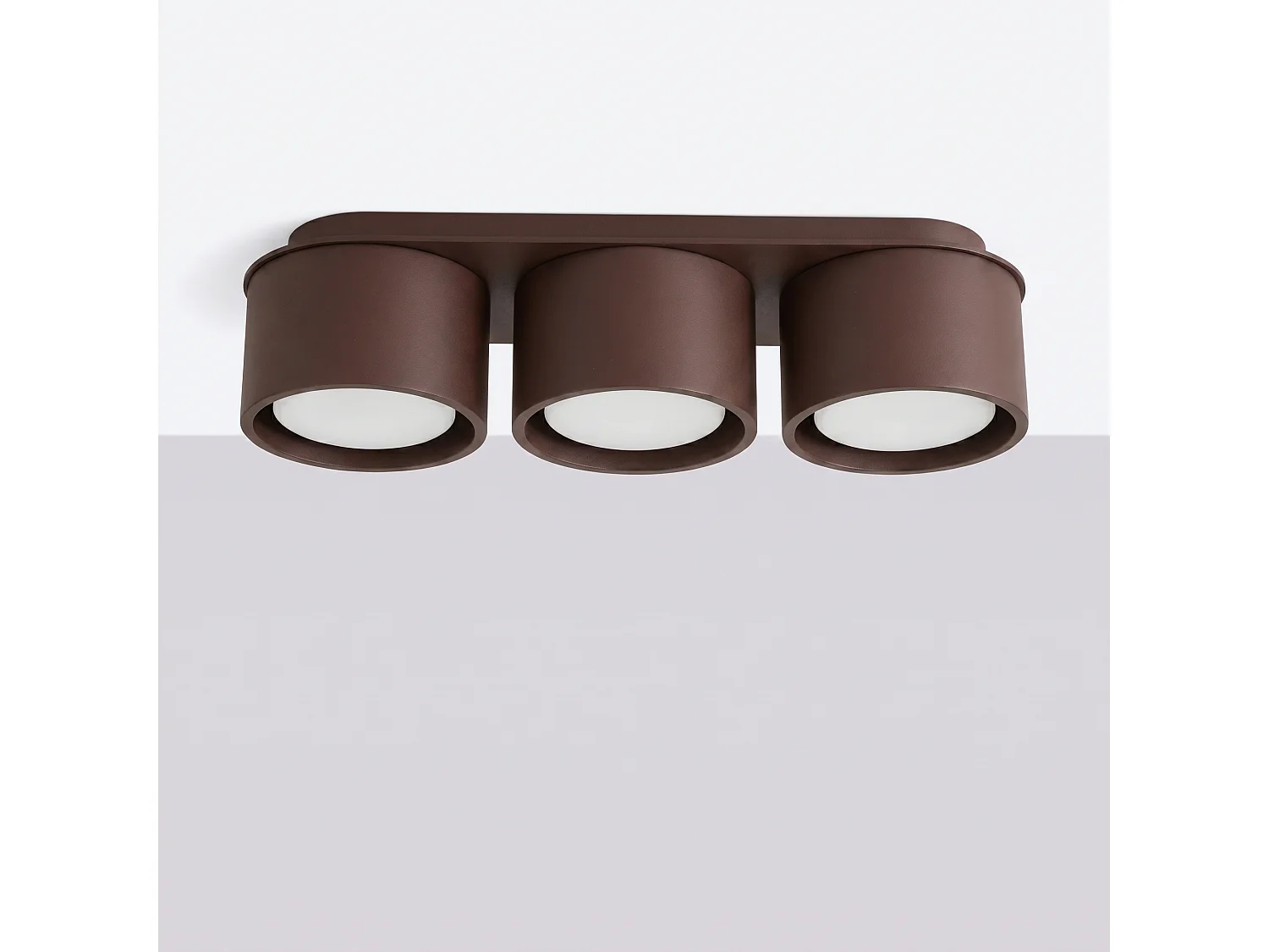 Plafonnier minimaliste en aluminium - 3 sources lumineuses - L.32,4 x H.8,2 cm - marron