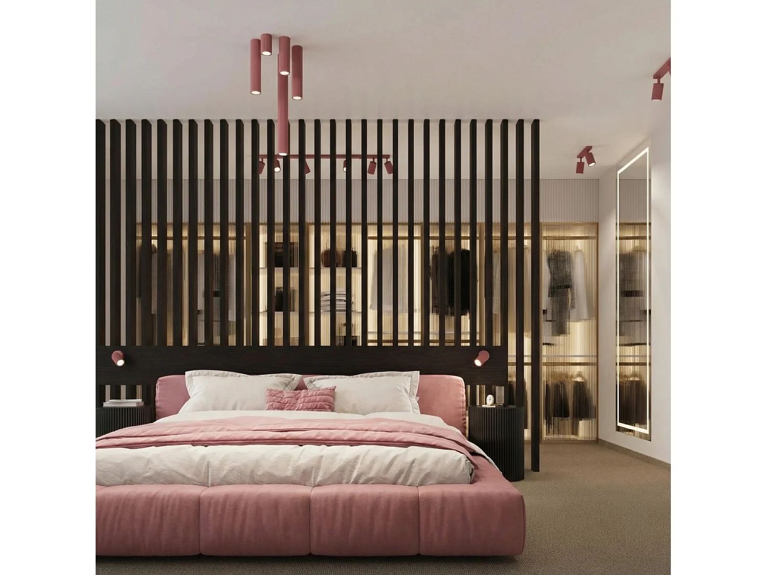 Plafonnier minimaliste en aluminium - 1 sources lumineuses - L.6,5 x H.10 cm - rose