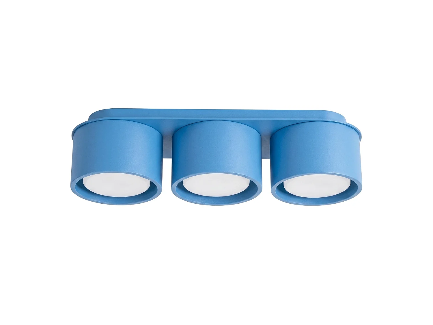 Plafonnier minimaliste en aluminium - 3 sources lumineuses - L.32,4 x H.8,2 cm - bleu clair