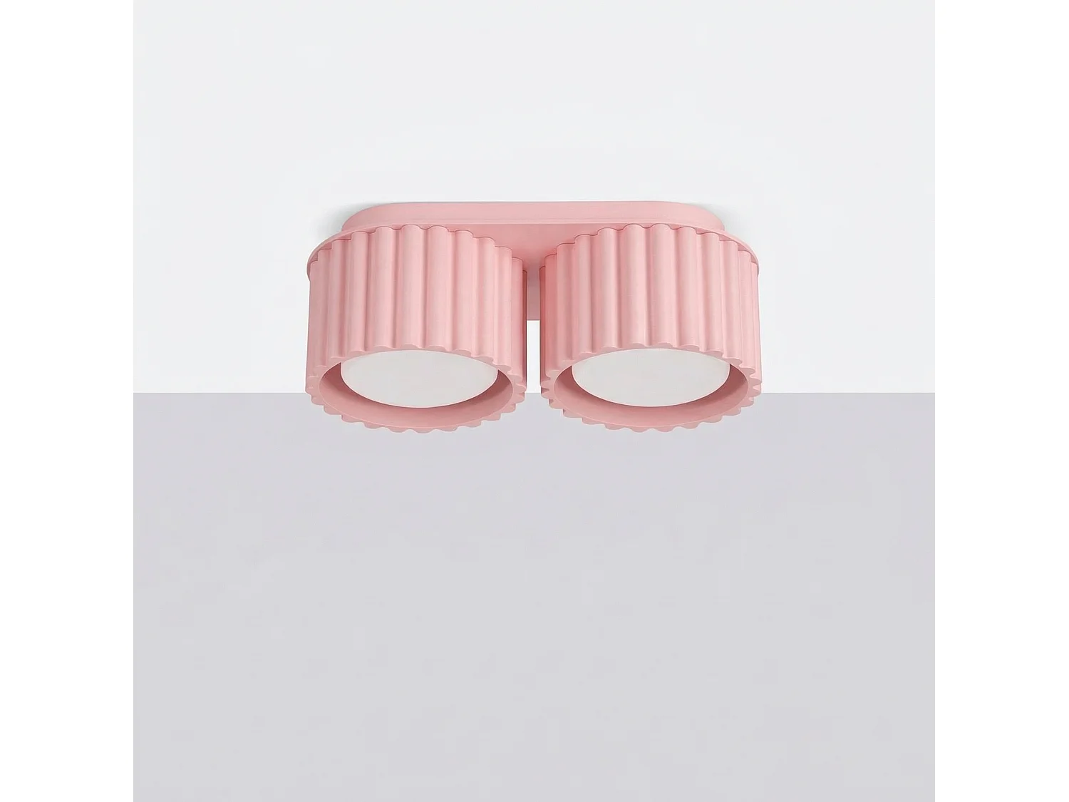 Plafonnier minimaliste en aluminium - 2 sources lumineuses - L.21 x H.8 cm - rose