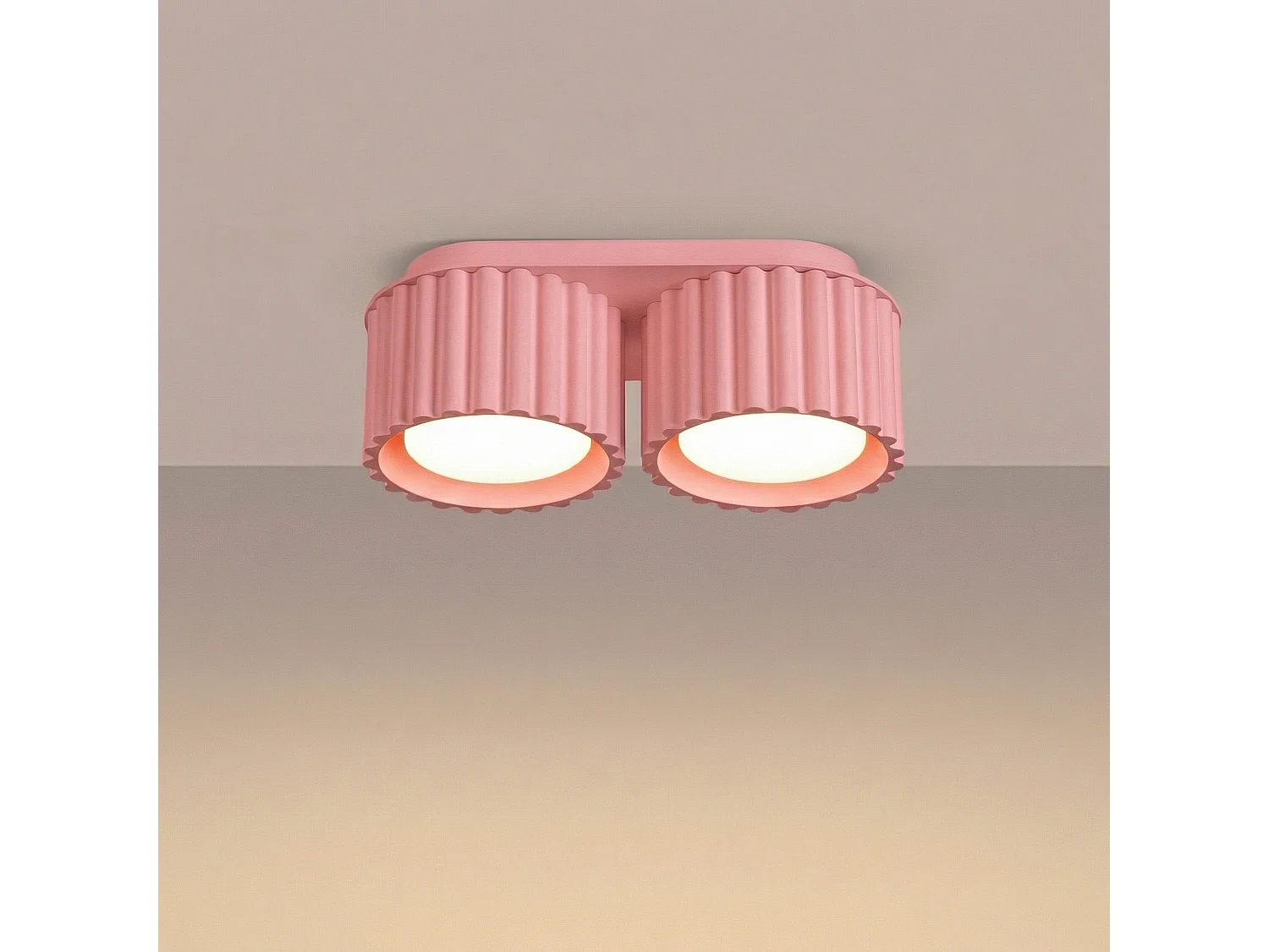 Plafonnier minimaliste en aluminium - 2 sources lumineuses - L.21 x H.8 cm - rose