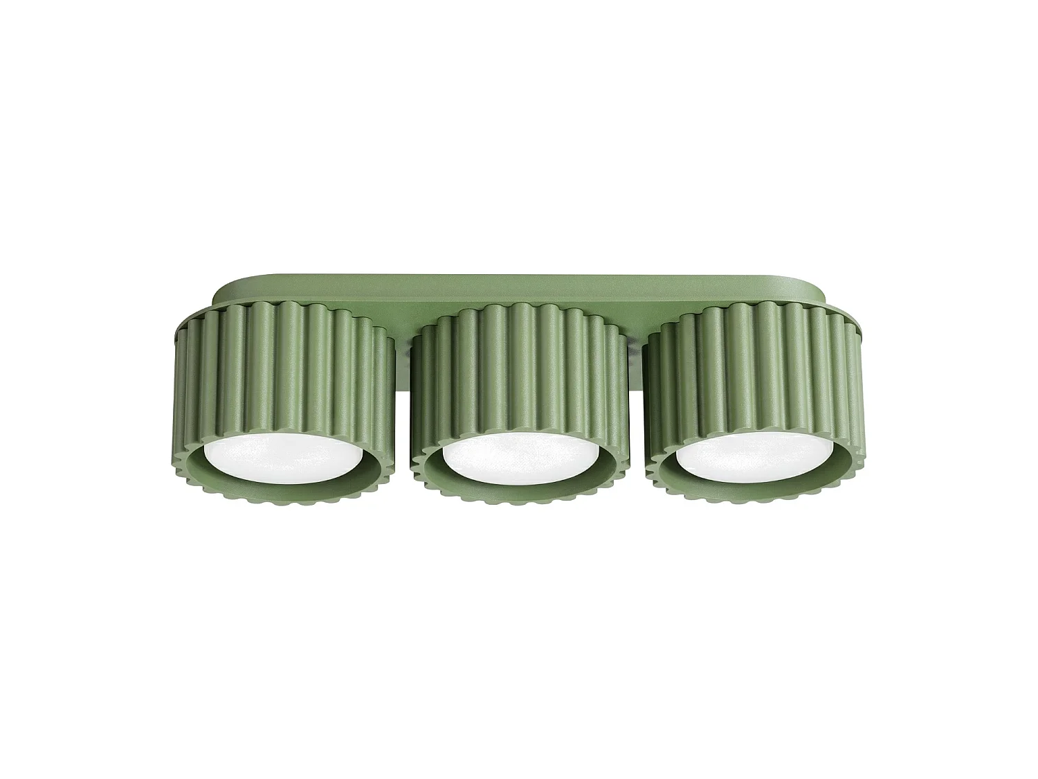 Plafonnier minimaliste en aluminium - 3 sources lumineuses - L.32,5 x H.8 cm - sauge