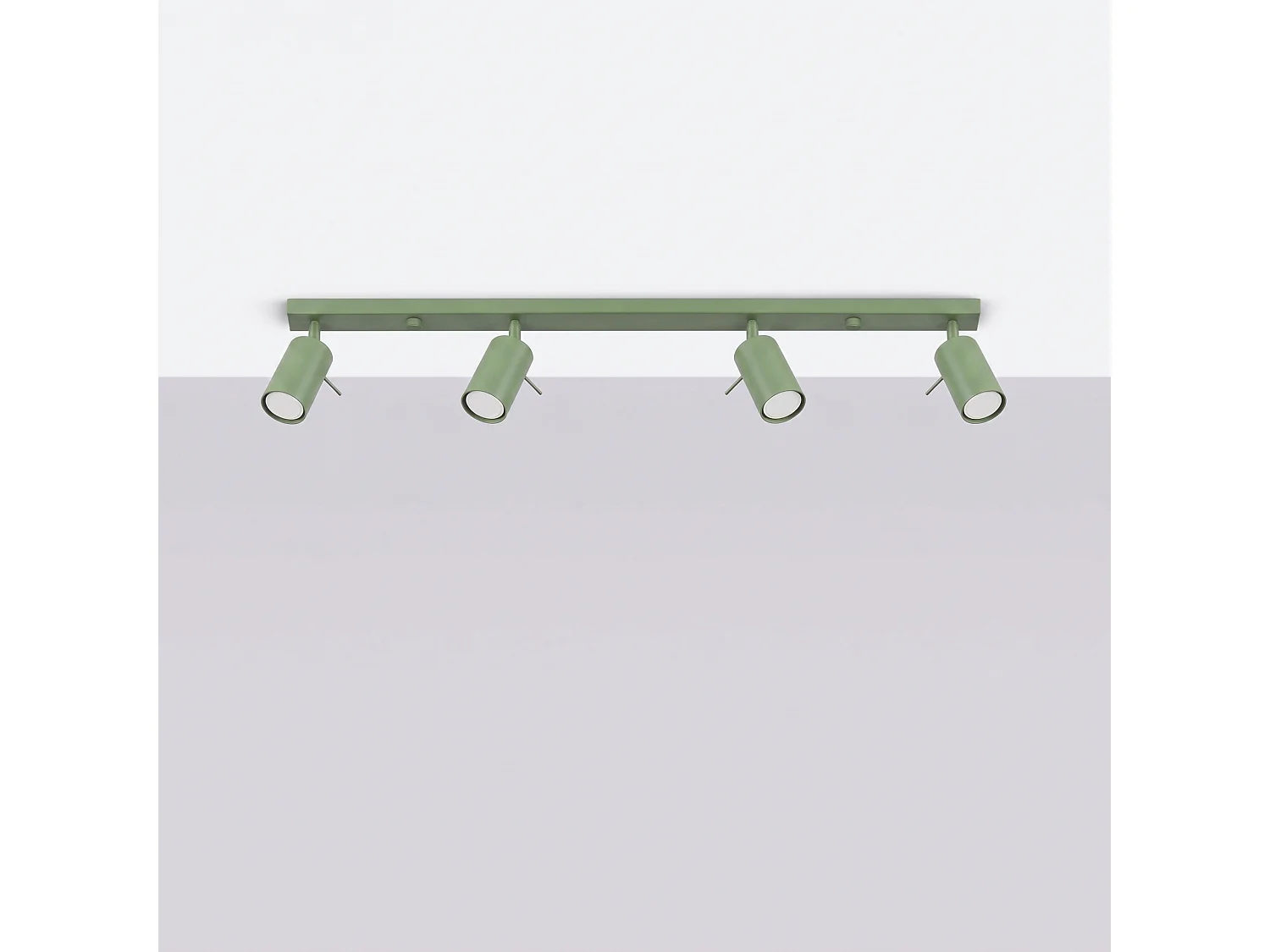 Plafonnier moderne en acier - 4 sources lumineuses - L.80 x H.16 cm - sauge