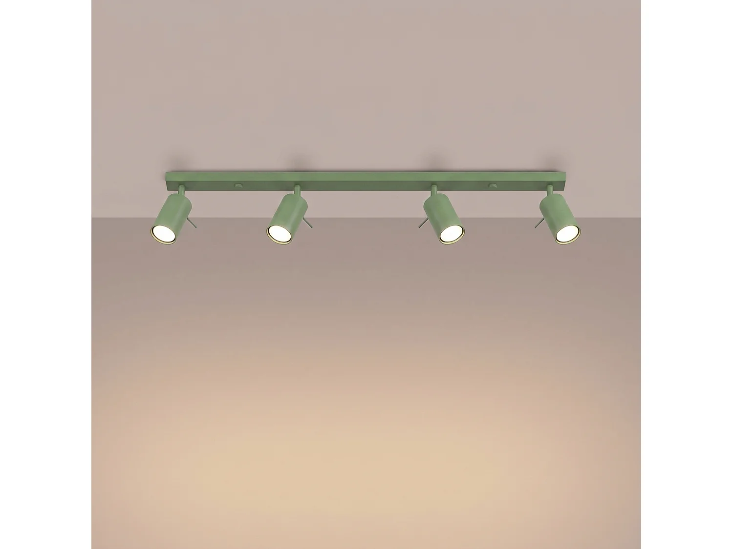 Plafonnier moderne en acier - 4 sources lumineuses - L.80 x H.16 cm - sauge