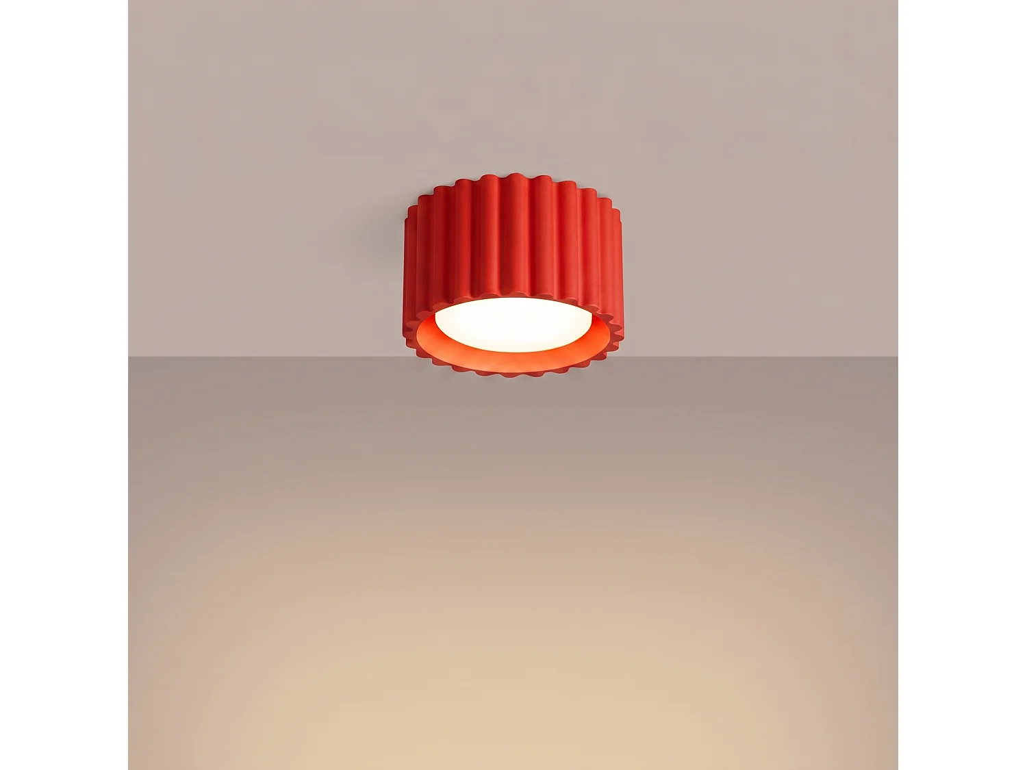Plafonnier minimaliste en aluminium - 1 sources lumineuses - L.10 x H.6 cm - rouge