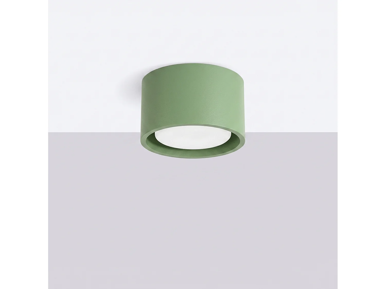 Plafonnier minimaliste en aluminium - 1 sources lumineuses - L.10 x H.6 cm - sauge