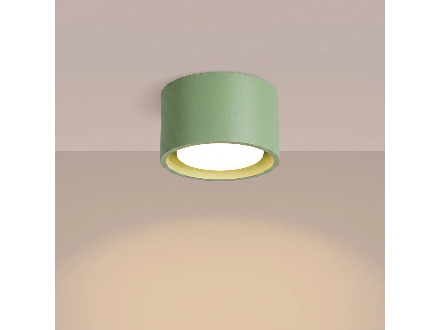 Plafonnier minimaliste en aluminium - 1 sources lumineuses - L.10 x H.6 cm - sauge