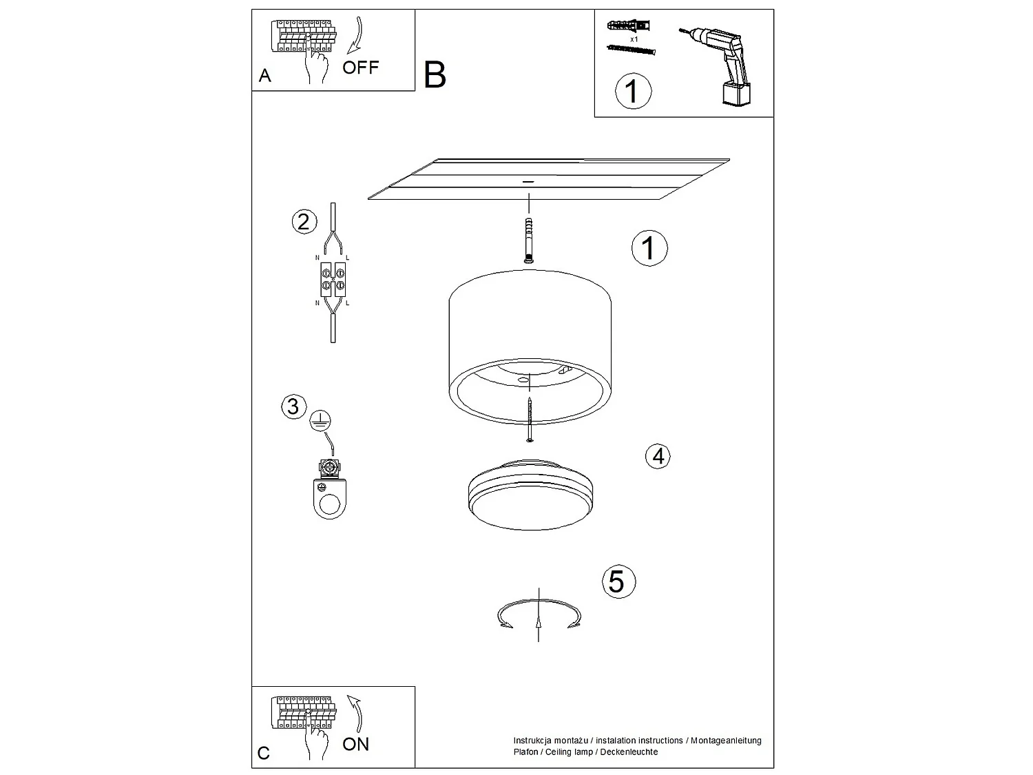 Plafonnier minimaliste en aluminium - 1 sources lumineuses - L.10 x H.6 cm - sauge