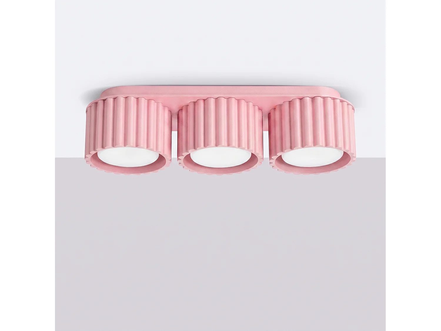 Plafonnier minimaliste en aluminium - 3 sources lumineuses - L.32,5 x H.8 cm - rose