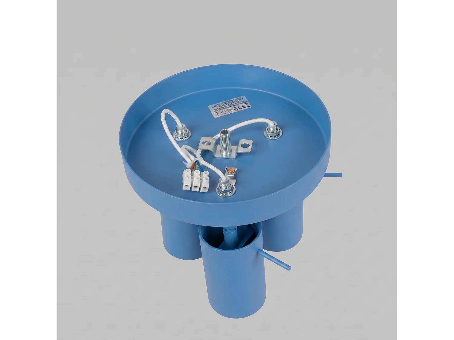 Plafonnier moderne en acier - 3 sources lumineuses - L.25,7 x H.14,5 cm - bleu clair