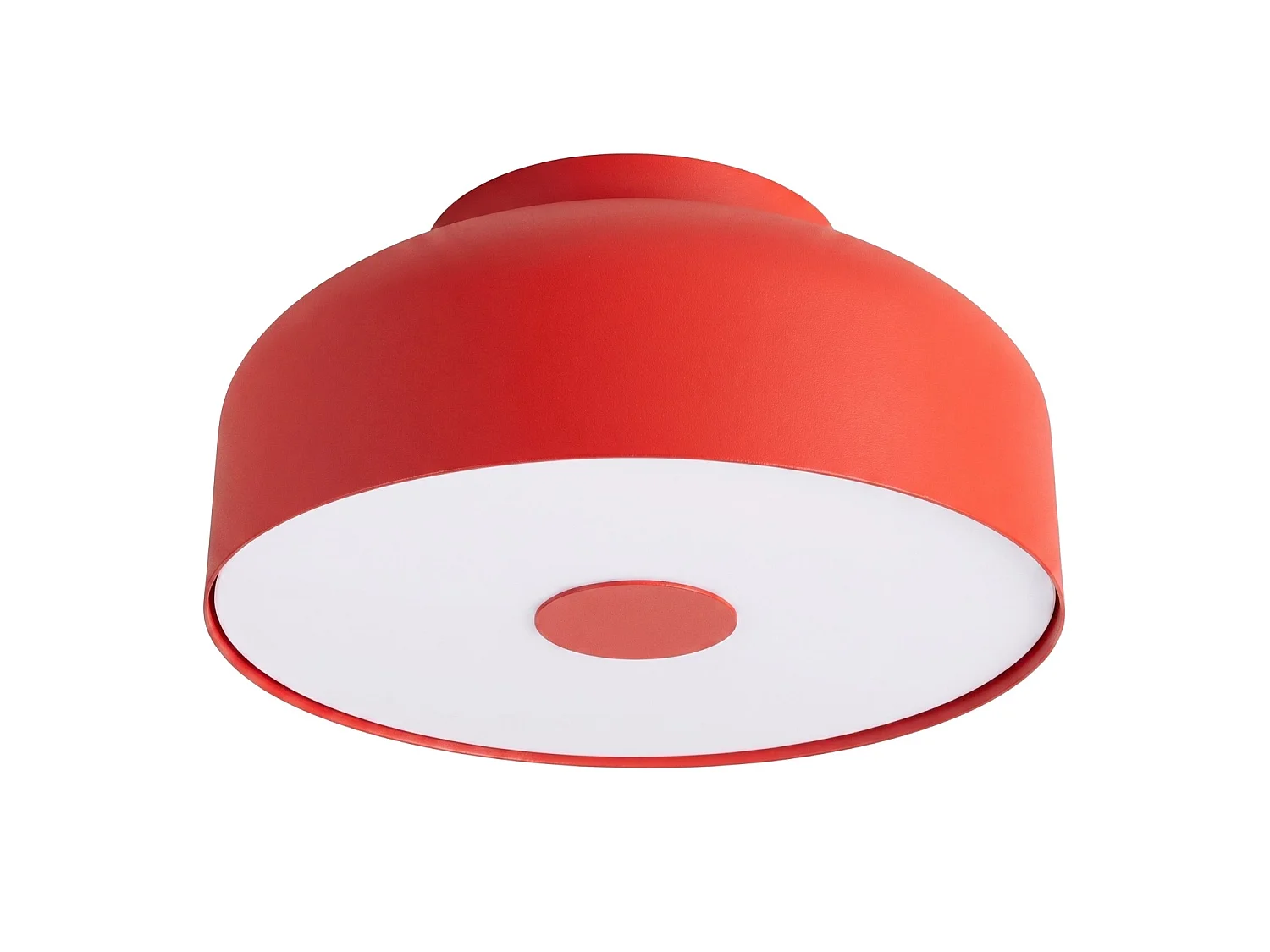 Plafonnier moderne en acier/PVC - 4 sources lumineuses - L.30 x H.15 cm - rouge