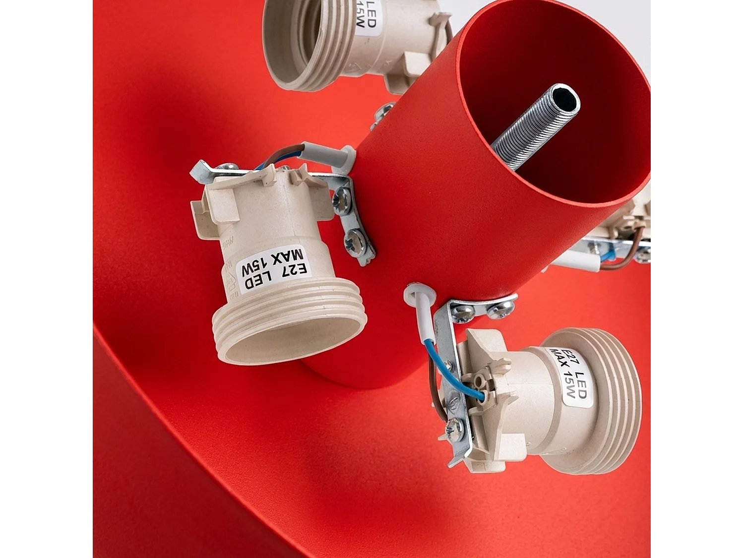 Plafonnier moderne en acier/PVC - 4 sources lumineuses - L.30 x H.15 cm - rouge