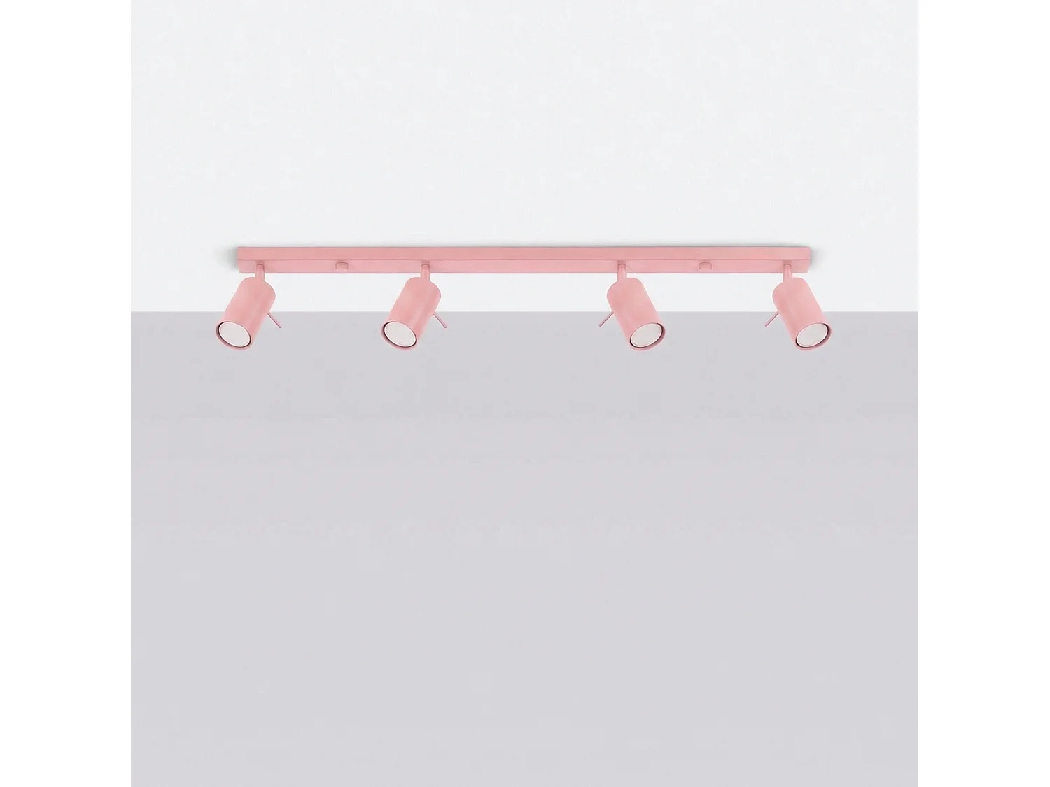 Plafonnier moderne en acier - 4 sources lumineuses - L.80 x H.16 cm - rose