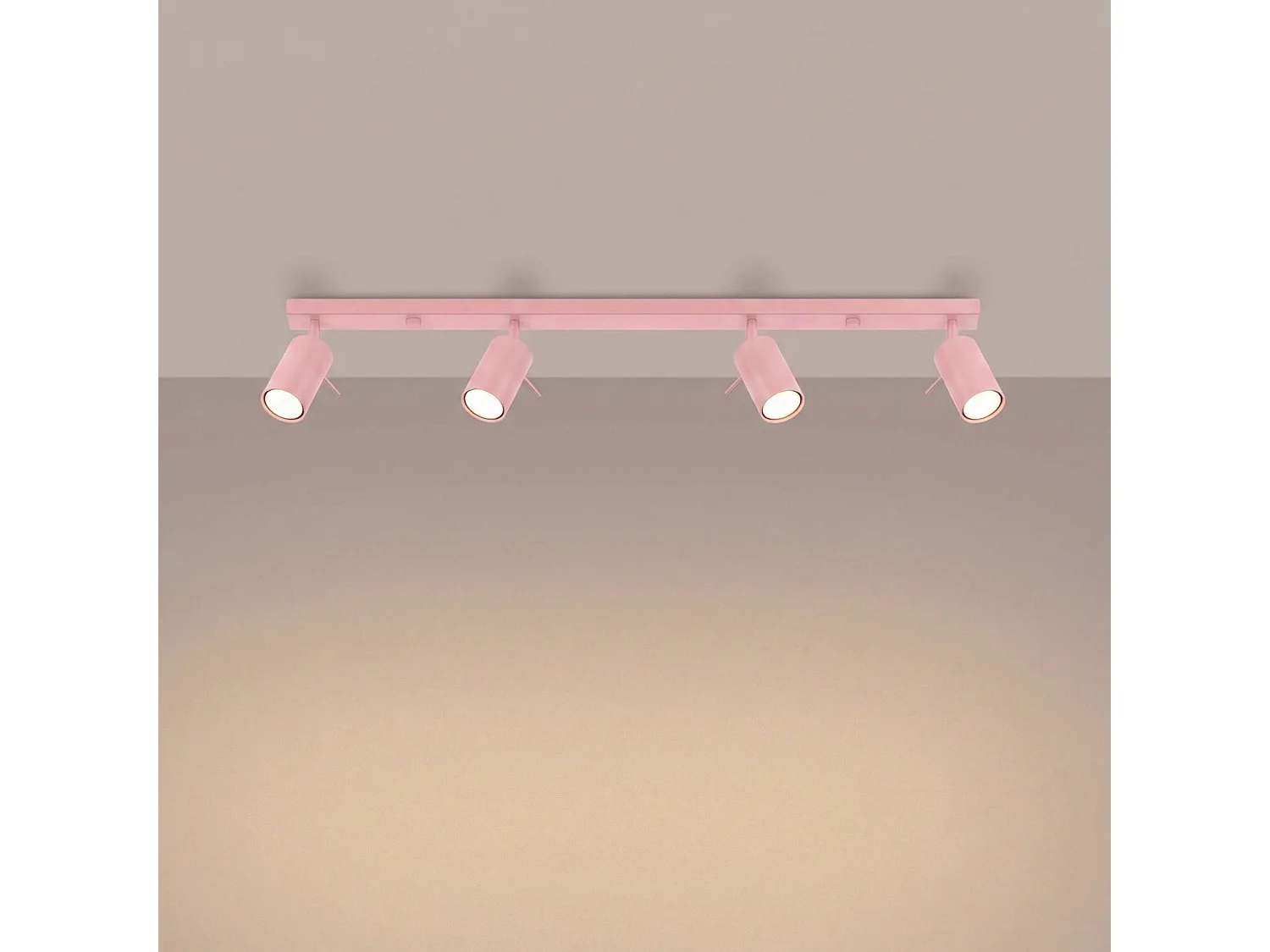 Plafonnier moderne en acier - 4 sources lumineuses - L.80 x H.16 cm - rose