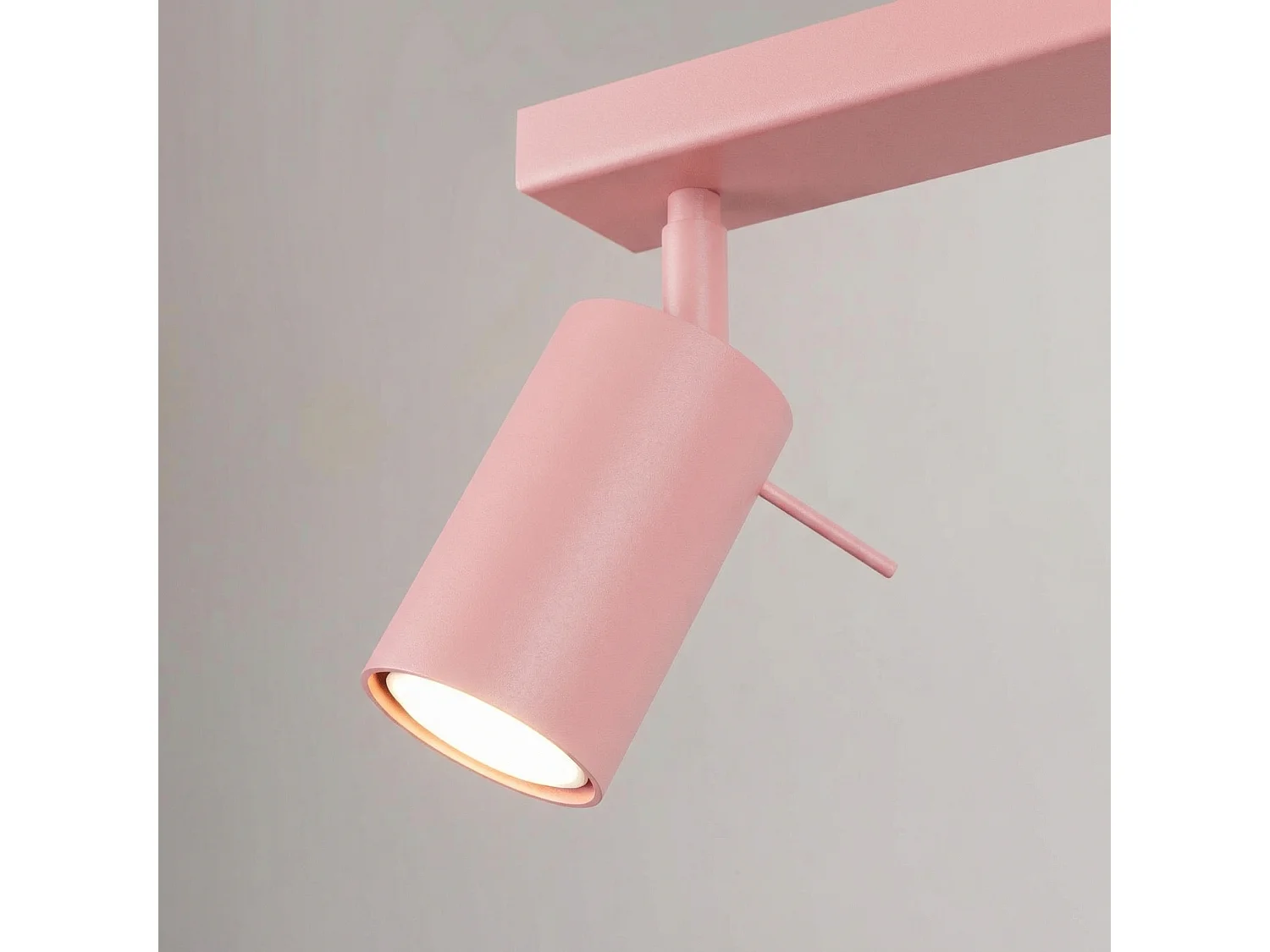 Plafonnier moderne en acier - 4 sources lumineuses - L.80 x H.16 cm - rose