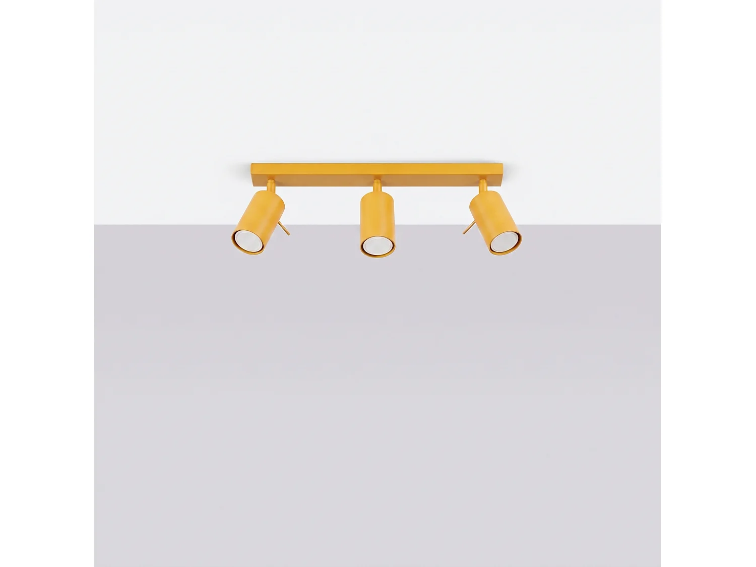 Plafonnier moderne en acier - 3 sources lumineuses - L.45 x H.16 cm - jaune