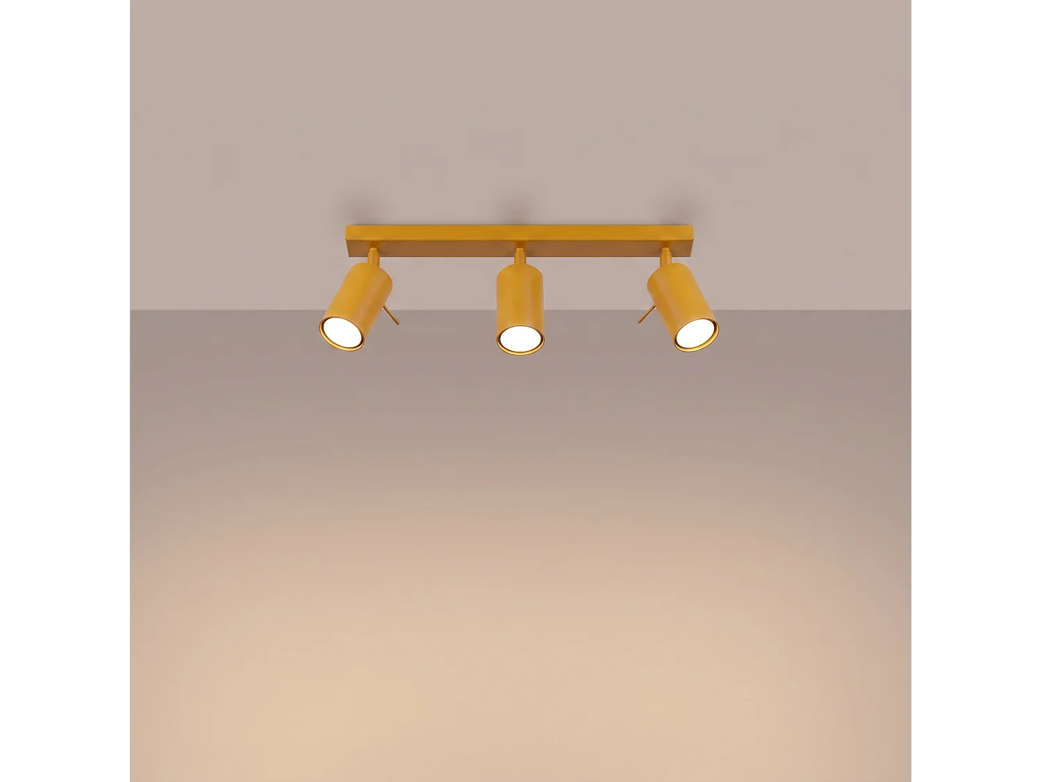 Plafonnier moderne en acier - 3 sources lumineuses - L.45 x H.16 cm - jaune