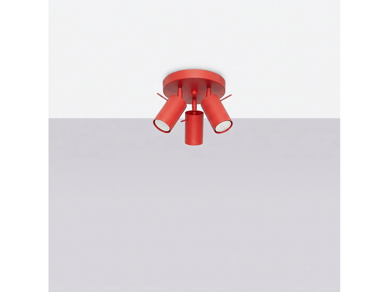 Plafonnier moderne en acier - 3 sources lumineuses - L.25,7 x H.14,5 cm - rouge