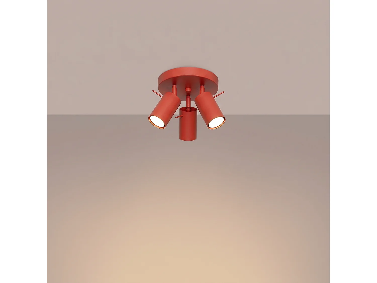 Plafonnier moderne en acier - 3 sources lumineuses - L.25,7 x H.14,5 cm - rouge