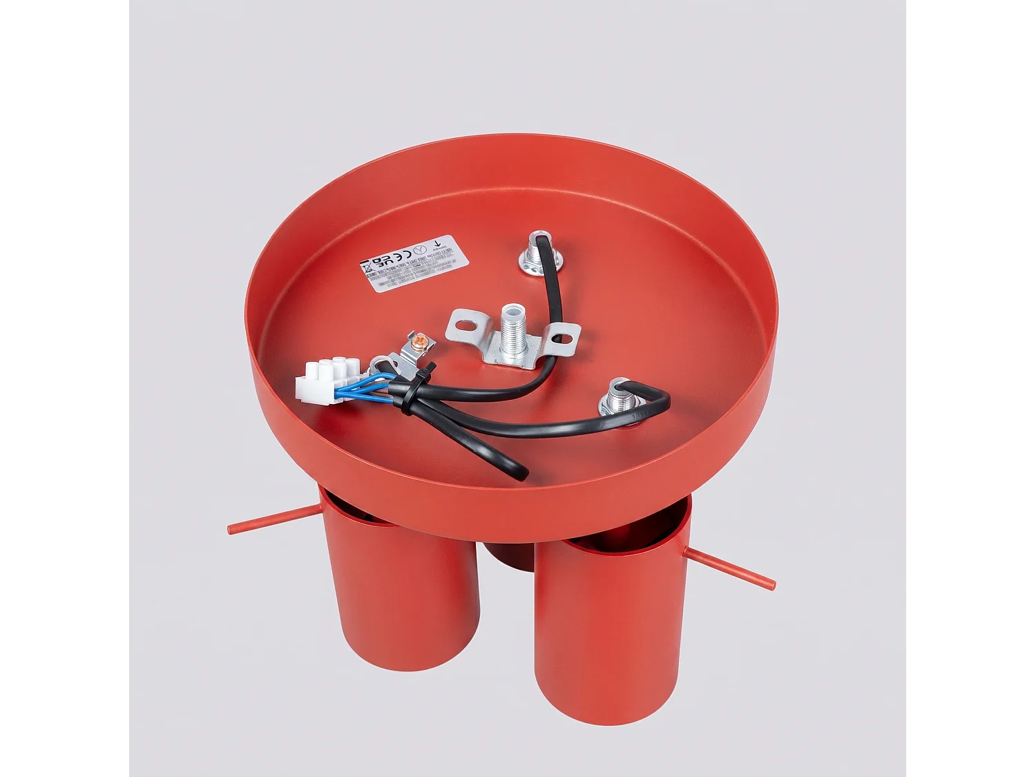 Plafonnier moderne en acier - 3 sources lumineuses - L.25,7 x H.14,5 cm - rouge
