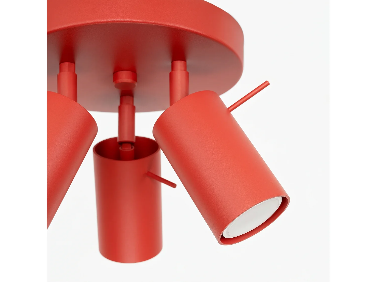 Plafonnier moderne en acier - 3 sources lumineuses - L.25,7 x H.14,5 cm - rouge