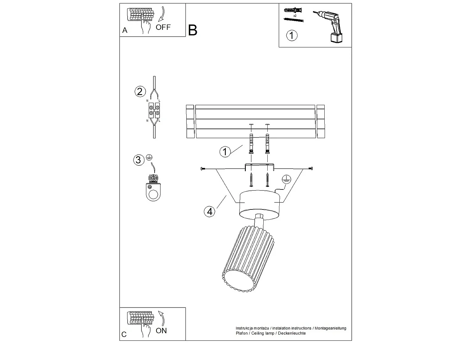 Plafonniers KARBON minimaliste en aluminium - 1 sources lumineuses - L.7 x H.18 cm - blanc