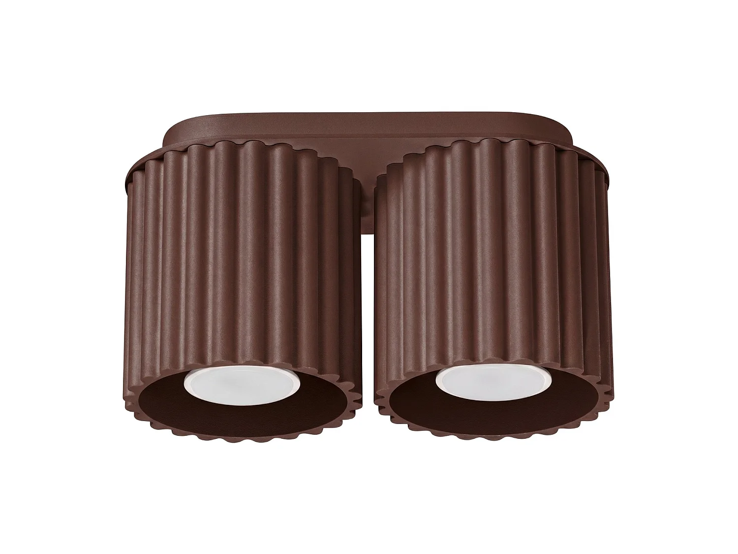 Plafonnier minimaliste en aluminium - 2 sources lumineuses - L.21 x H.12 cm - marron